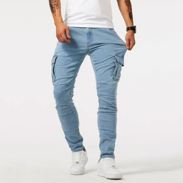 Hudson | Men's Skin-fit Multi-pocket Denim Cargo Trousers