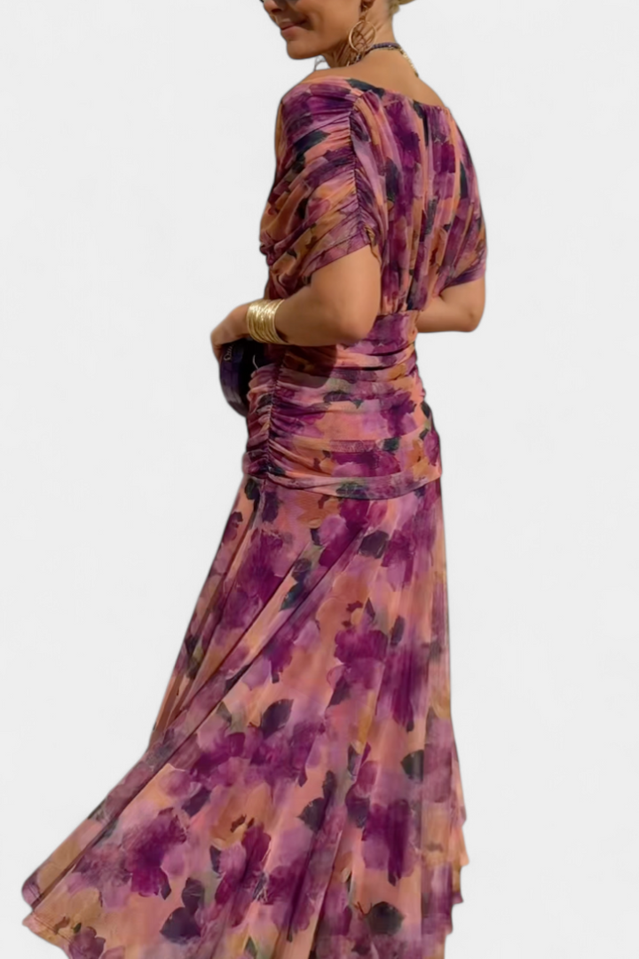 Samantha | Women's Pleated Off-Shoulder Maxi Dress-The Yellow Prime