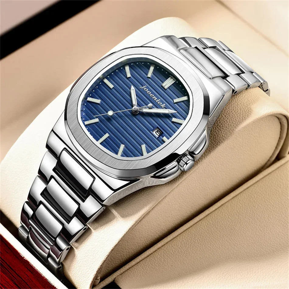 Men's Stainless Steel Waterproof Luminous Quartz Watch with Date-The Yellow Prime