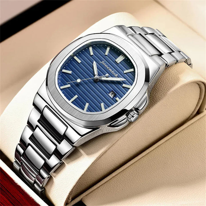 Men's Stainless Steel Waterproof Luminous Quartz Watch with Date-The Yellow Prime
