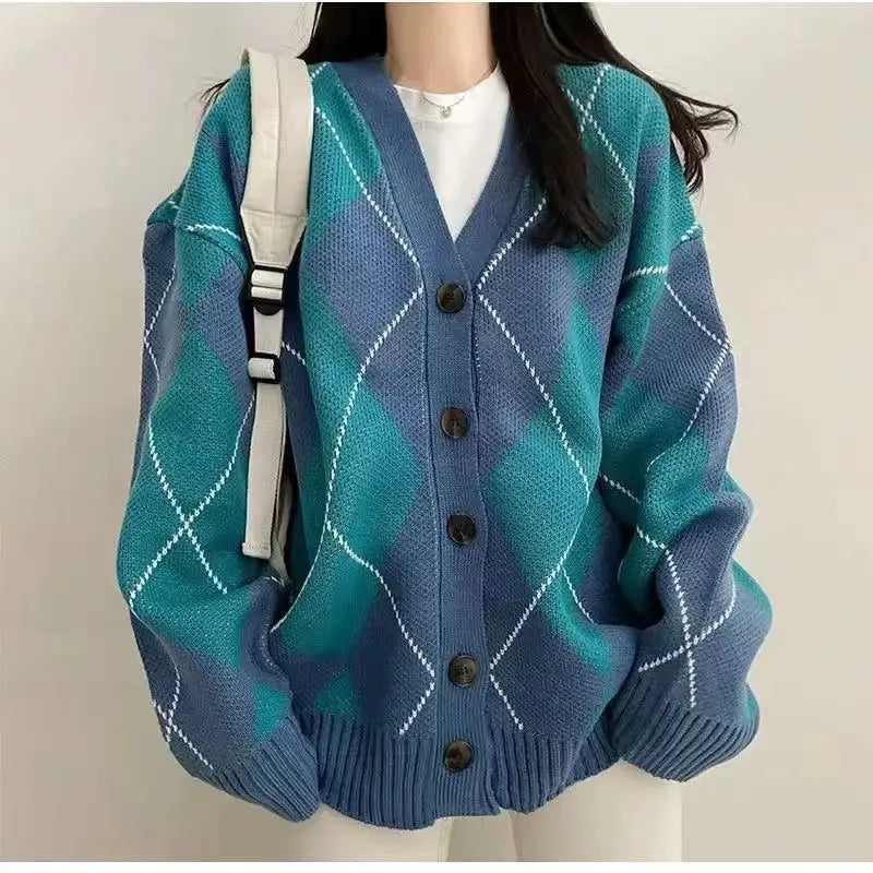 Women's Diamond Knit Cardigan-The Yellow Prime