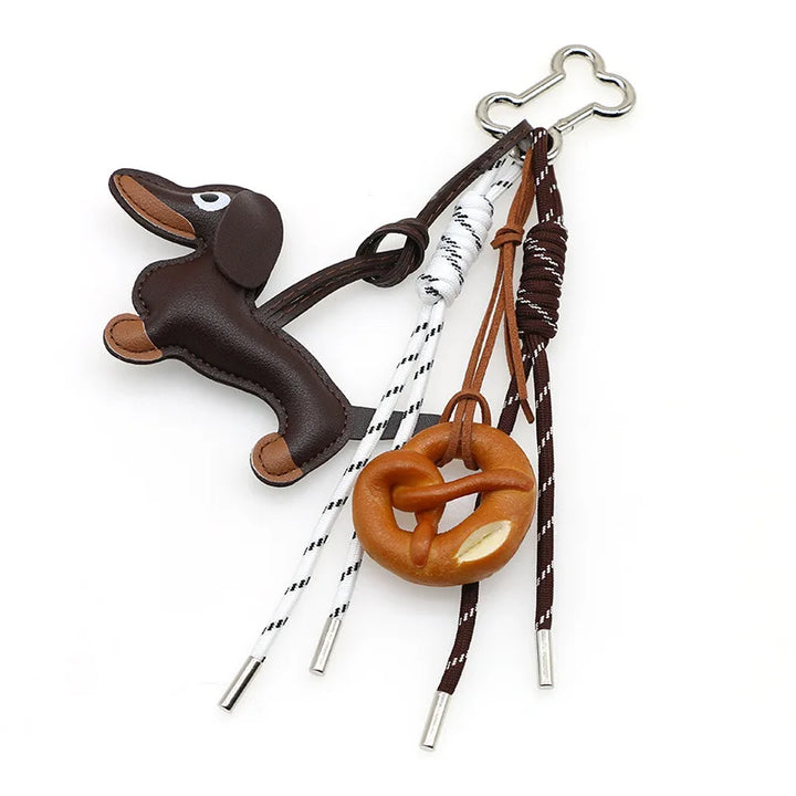 Women's Dachshund Leather Bag Charm Keychain Gift-The Yellow Prime