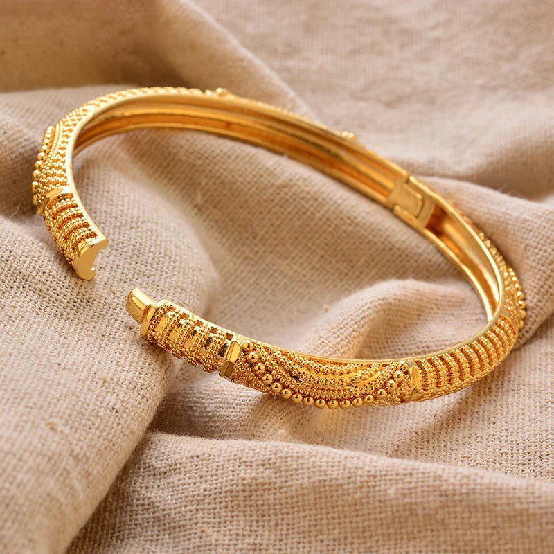 Women's Gold Plated Bangles Arabic Wedding Bracelet-The Yellow Prime