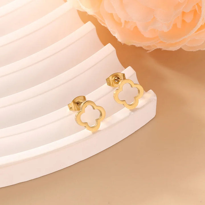 Women's Clover Flower Stainless Steel Bracelet Set - Gold Gift-The Yellow Prime