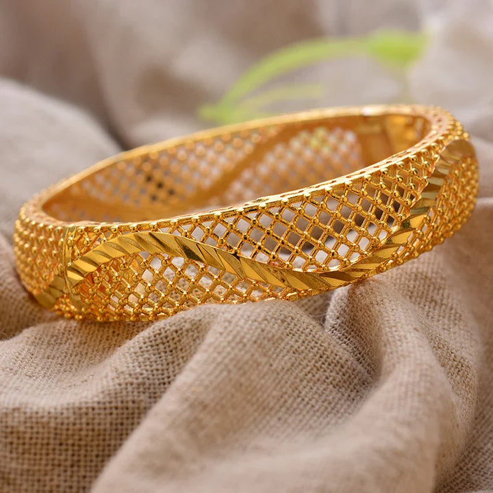 Women's Gold Plated Bangles Arabic Wedding Bracelet-The Yellow Prime