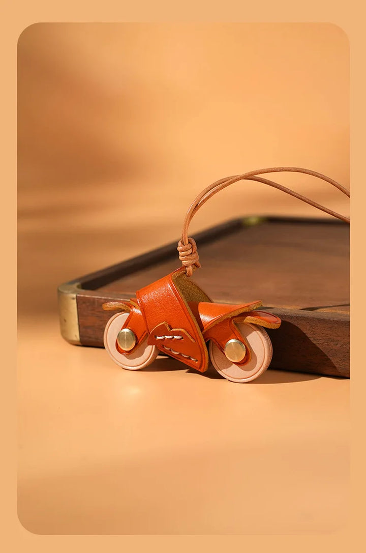 Women's Vintage Leather Motorcycle Keychain Mini Bag Pendant-The Yellow Prime