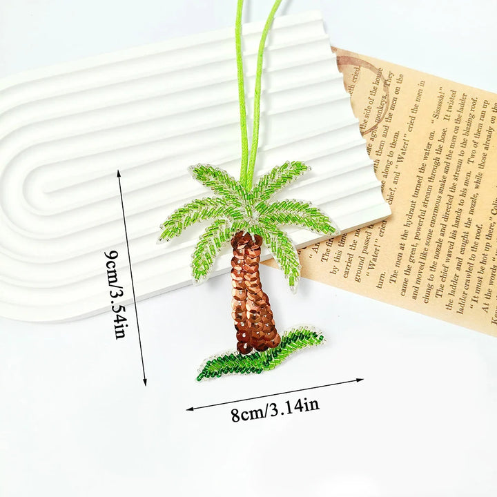 Women's Handmade Sequin Patch Coconut Tree Keyring Bag Pendant-The Yellow Prime