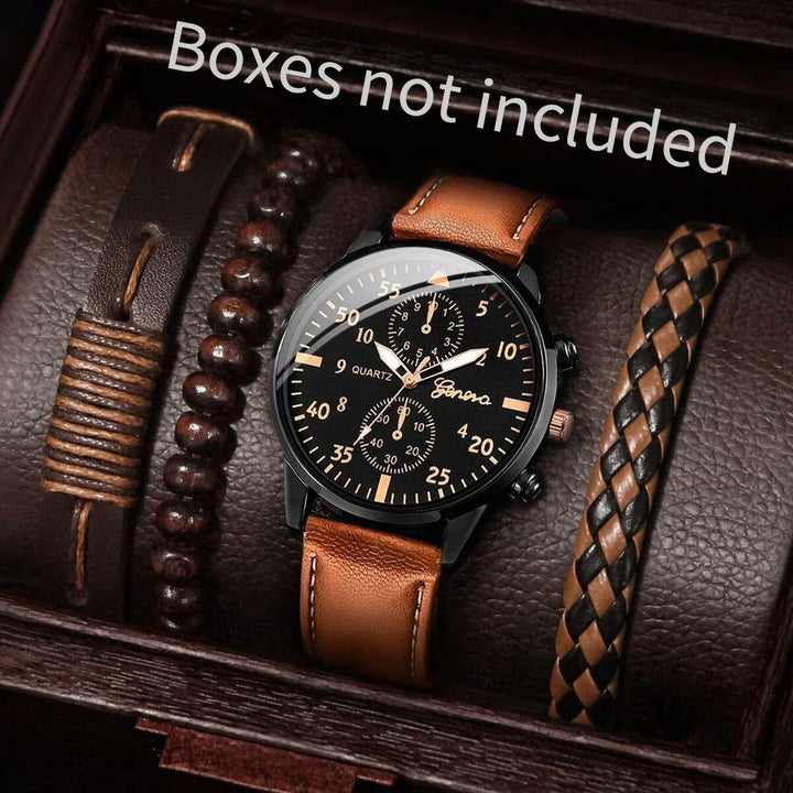 Men's Casual Quartz Watch and Bracelet Set with Nylon Band-The Yellow Prime
