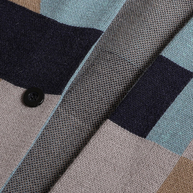 Men's Geometric Knit Cardigan-The Yellow Prime
