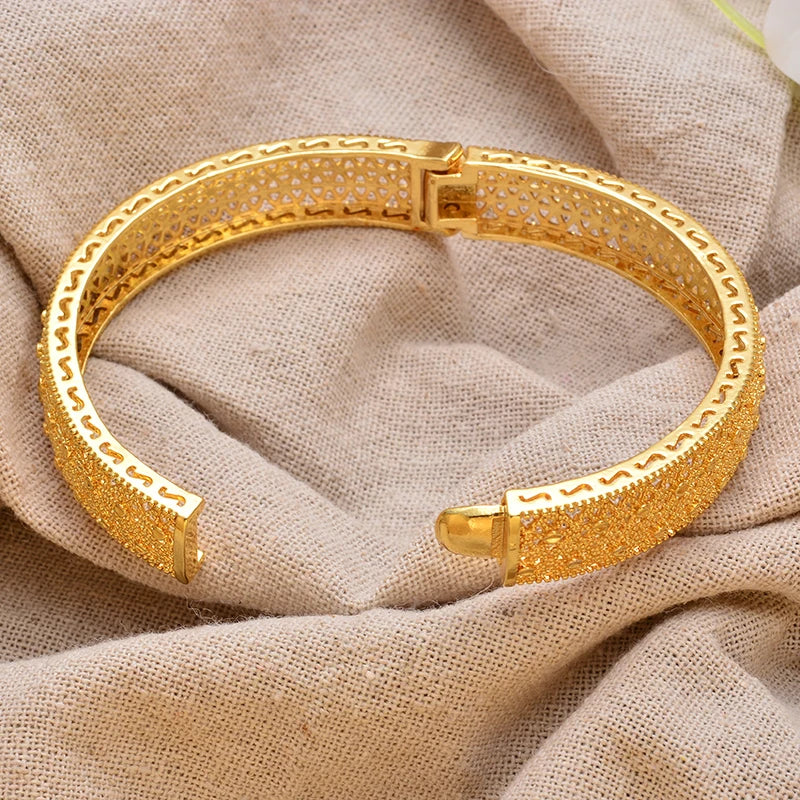 Women's Gold Plated Bangles Arabic Wedding Bracelet-The Yellow Prime