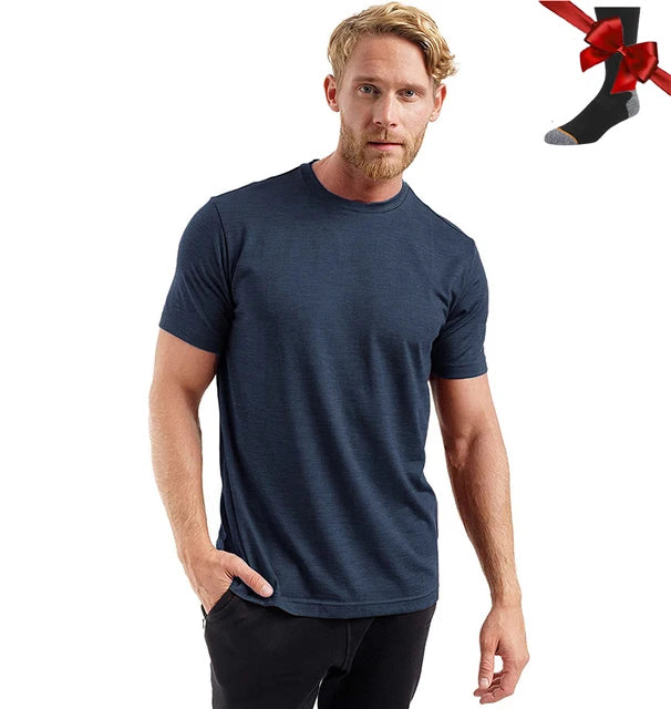 Men's Superfine Merino Wool Base Layer T-Shirt and Socks Set-The Yellow Prime