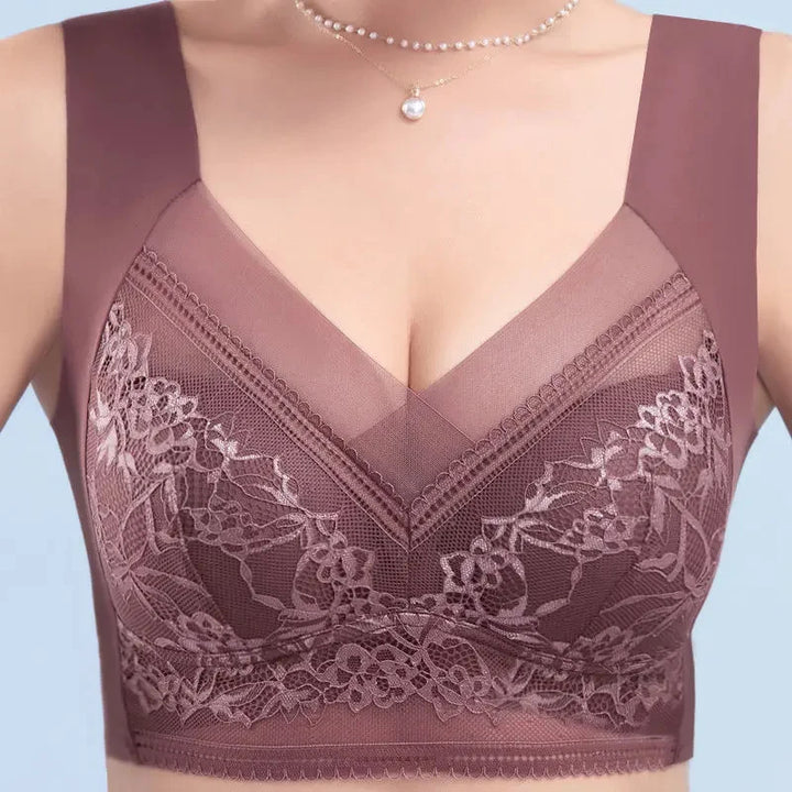 Women's Large Push Up Ice Silk Seamless Lace Wireless Bralette-The Yellow Prime