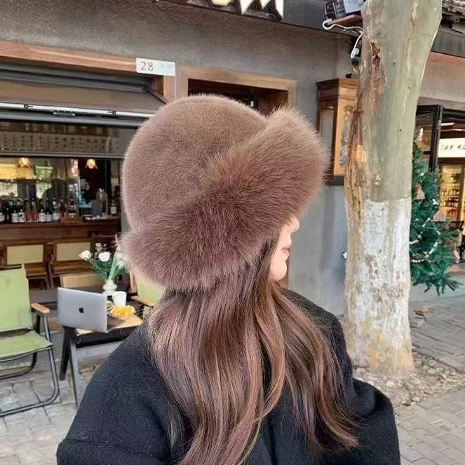 Women's Insulating Faux Fur Winter Hat - Plush Rolled Brim-The Yellow Prime