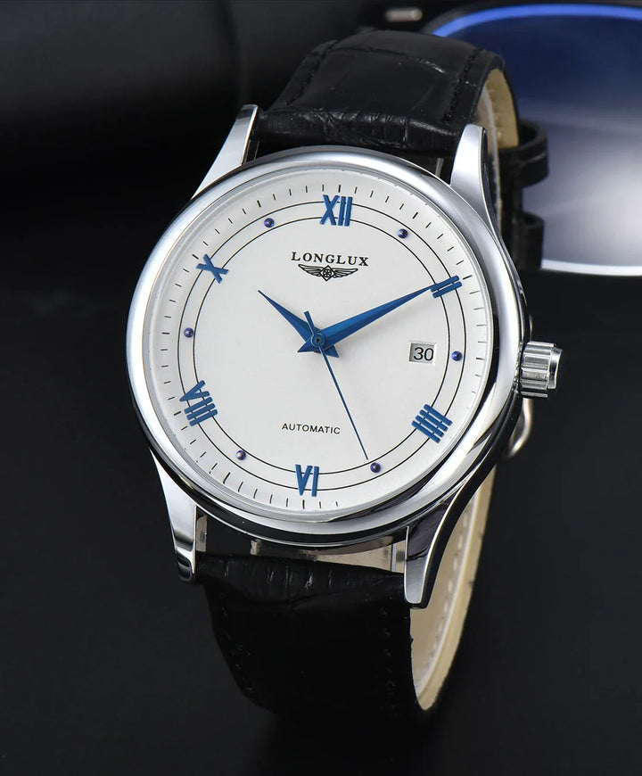 Men's Automatic Leather Strap Mechanical Date Waterproof Watch-The Yellow Prime