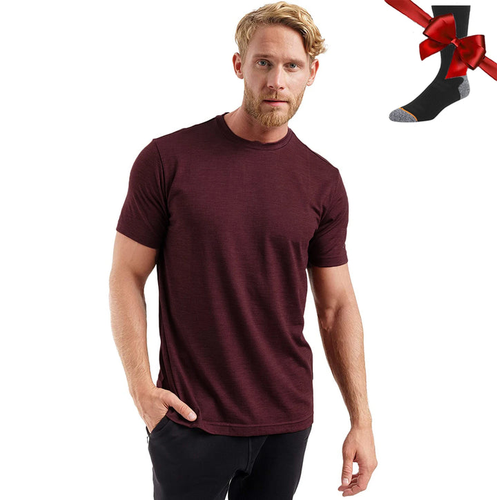 Men's Superfine Merino Wool Base Layer T-Shirt and Socks Set-The Yellow Prime