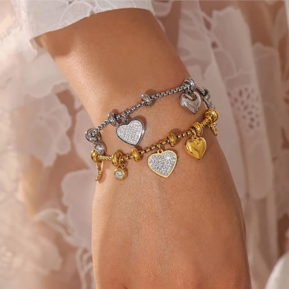 Adjustable Heart Charm Bracelet for Stylish Accessory Lovers