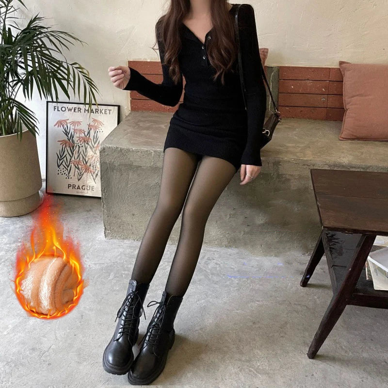 Women's Thermal Fleece Leggings - Warm, Elastic, High Waist Tights-The Yellow Prime