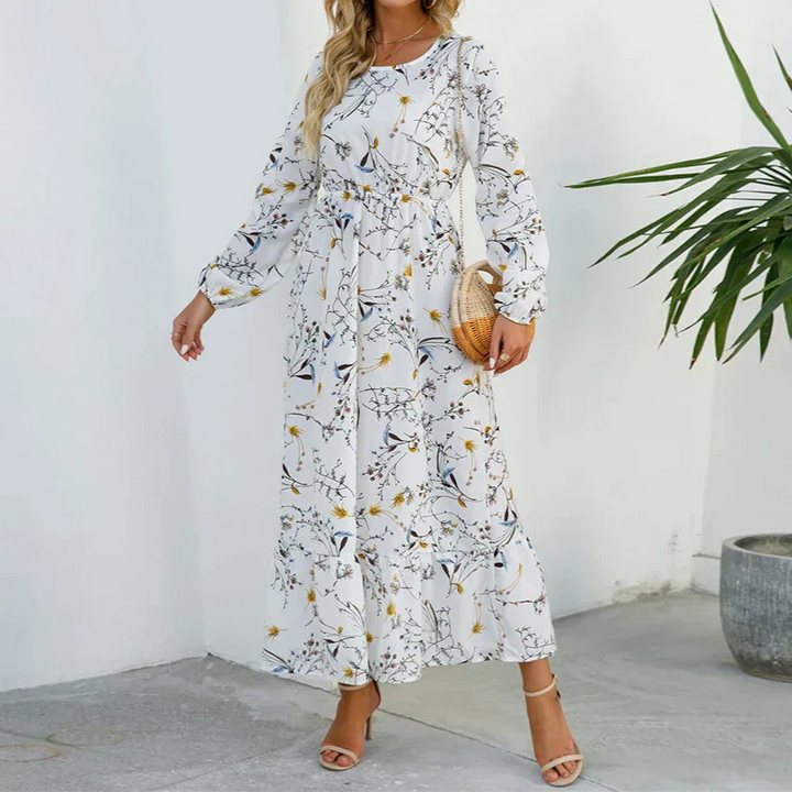 Maisie | Women's Long Sleeve Floral Maxi Dress-The Yellow Prime