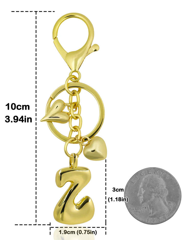 Women's Personalized Gold Bubble Letter Keychain Bag Charm Gift-The Yellow Prime