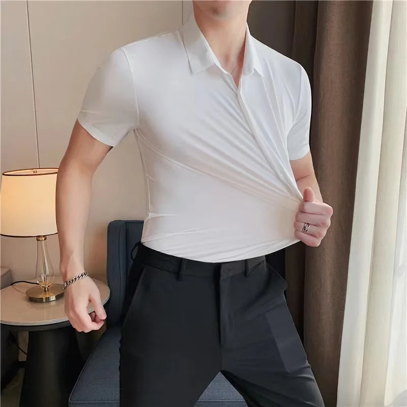Men's Breathable Ultra Stretch Short Sleeve Business Casual Shirt-The Yellow Prime