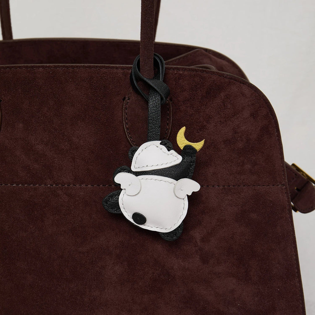 Women's Leather Bag Charm Keychain - Black Cozy Cute Gift-The Yellow Prime