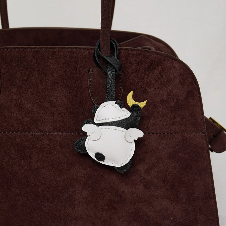Women's Leather Bag Charm Keychain - Black Cozy Cute Gift-The Yellow Prime