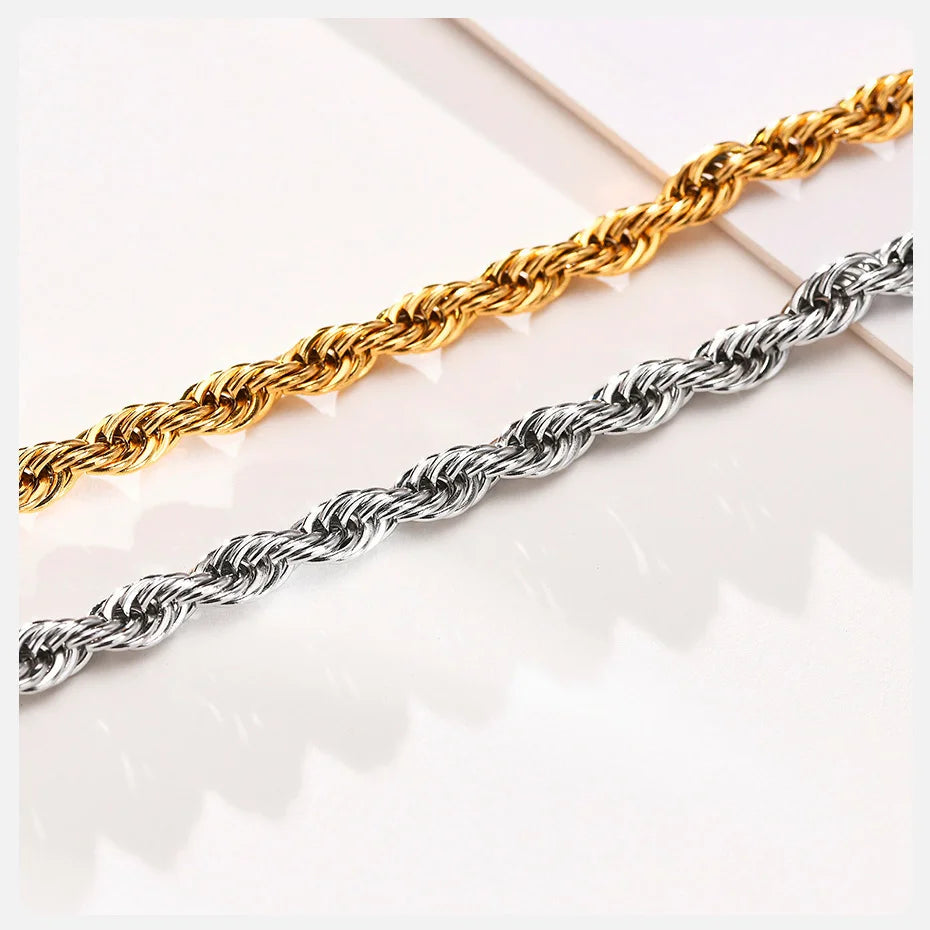 Women's Twisted Stainless Steel Rope Chain Bracelet-The Yellow Prime
