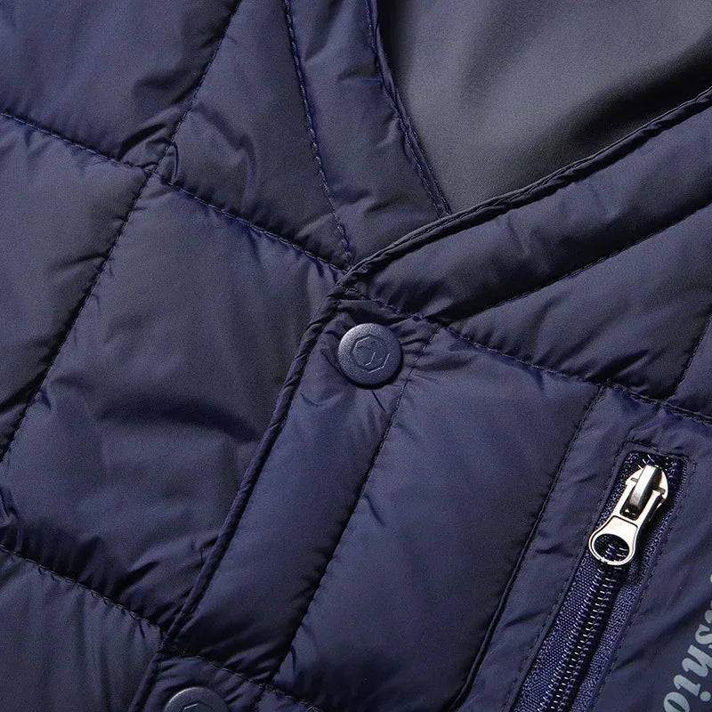 Men's Lightweight Down Vest - V Neck, Polyester, Winter Wear