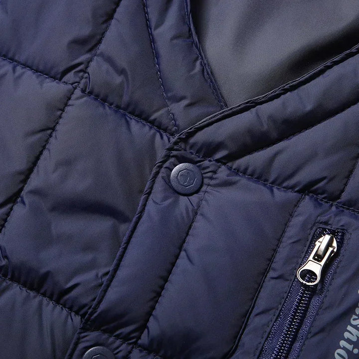 Men's Lightweight Down Vest - V Neck, Polyester, Winter Wear