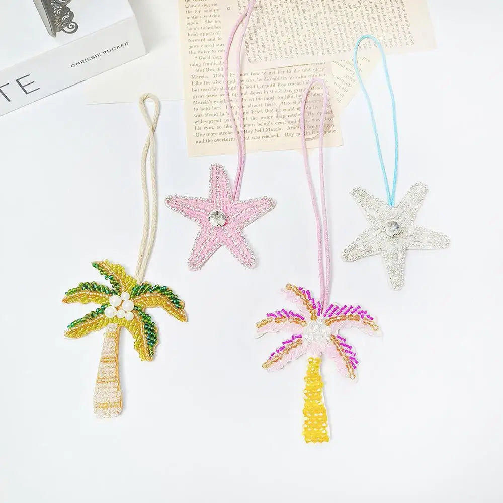 Women's Handmade Sequin Patch Coconut Tree Keyring Bag Pendant-The Yellow Prime