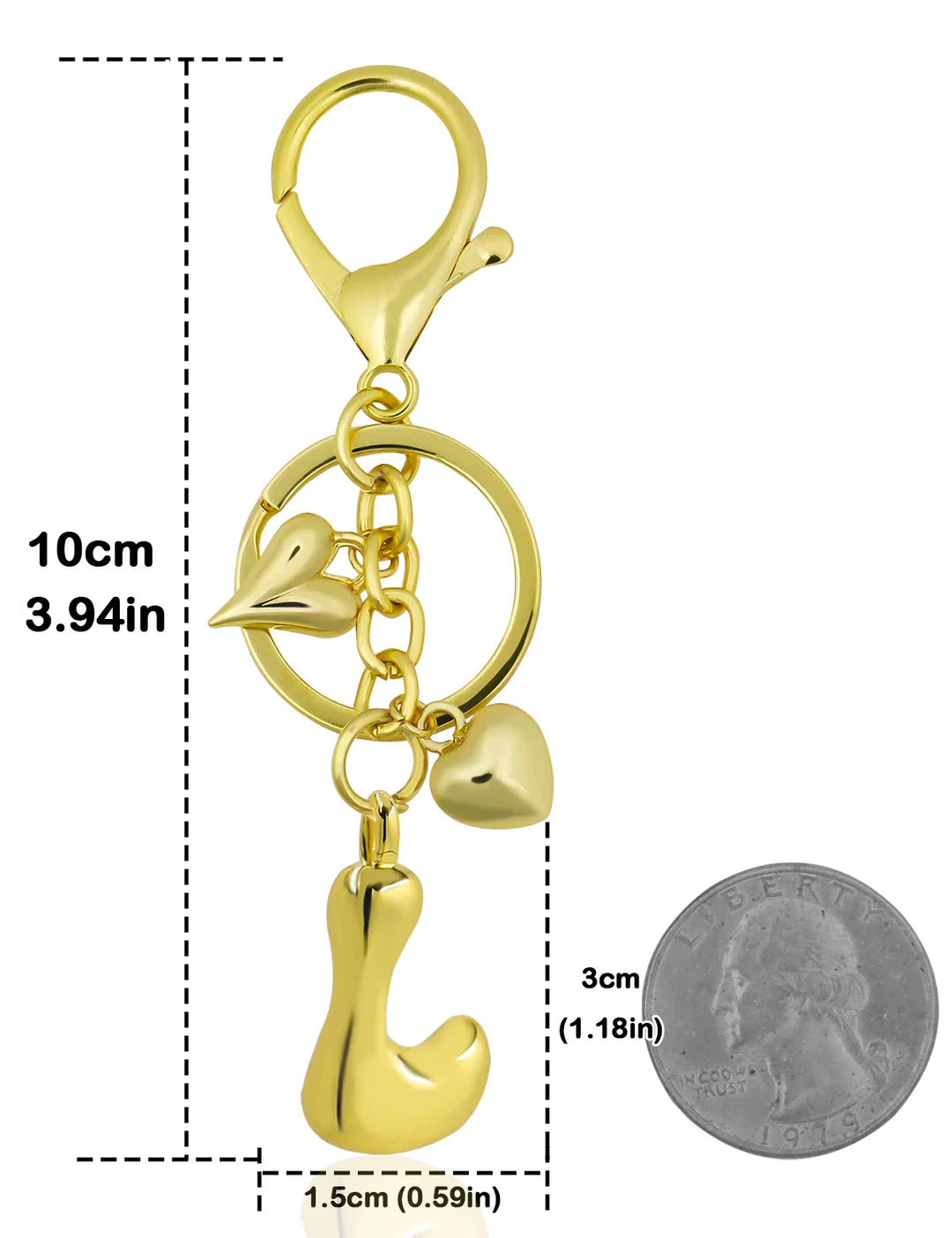 Women's Personalized Gold Bubble Letter Keychain Bag Charm Gift-The Yellow Prime