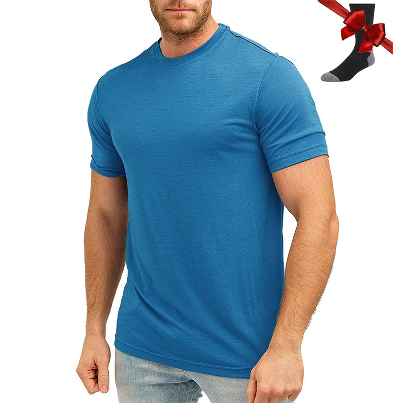Men's Superfine Merino Wool Base Layer T-Shirt and Socks Set-The Yellow Prime