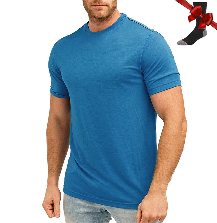 Men's Superfine Merino Wool Base Layer T-Shirt and Socks Set-The Yellow Prime