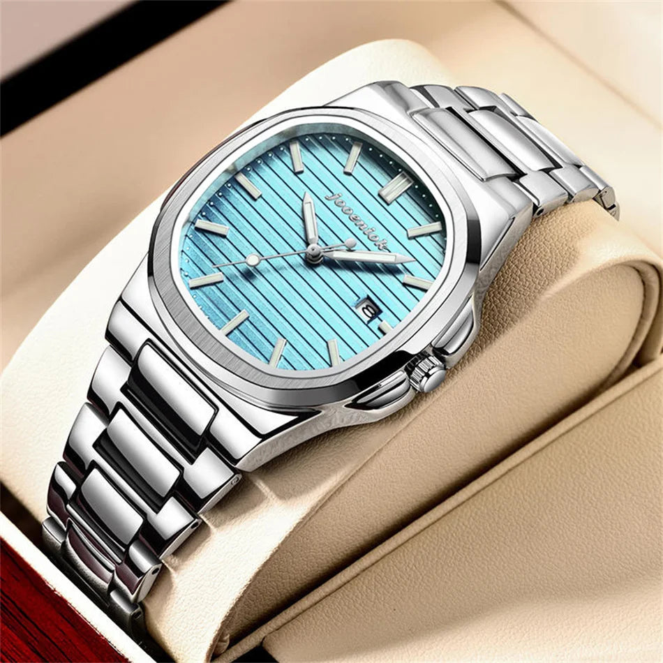 Men's Stainless Steel Waterproof Luminous Quartz Watch with Date-The Yellow Prime