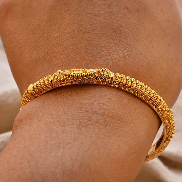 Women's Gold Plated Bangles Arabic Wedding Bracelet-The Yellow Prime
