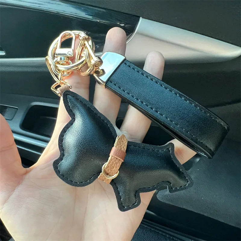 Women's Leather Dog Keychain Car Charm Hanging Accessory-The Yellow Prime