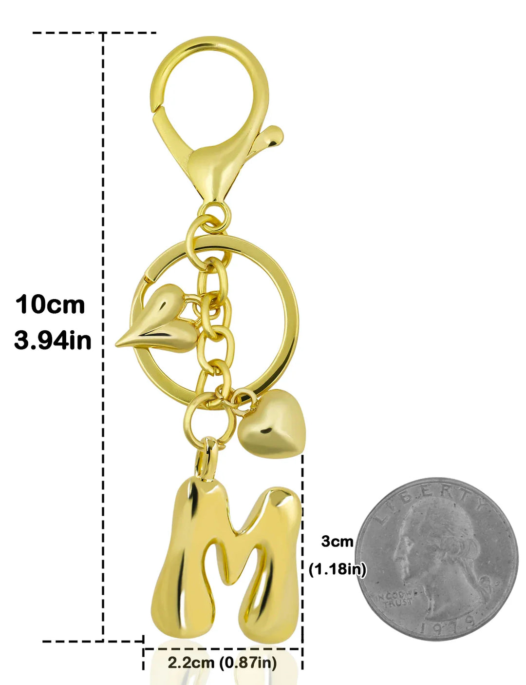 Women's Personalized Gold Bubble Letter Keychain Bag Charm Gift-The Yellow Prime
