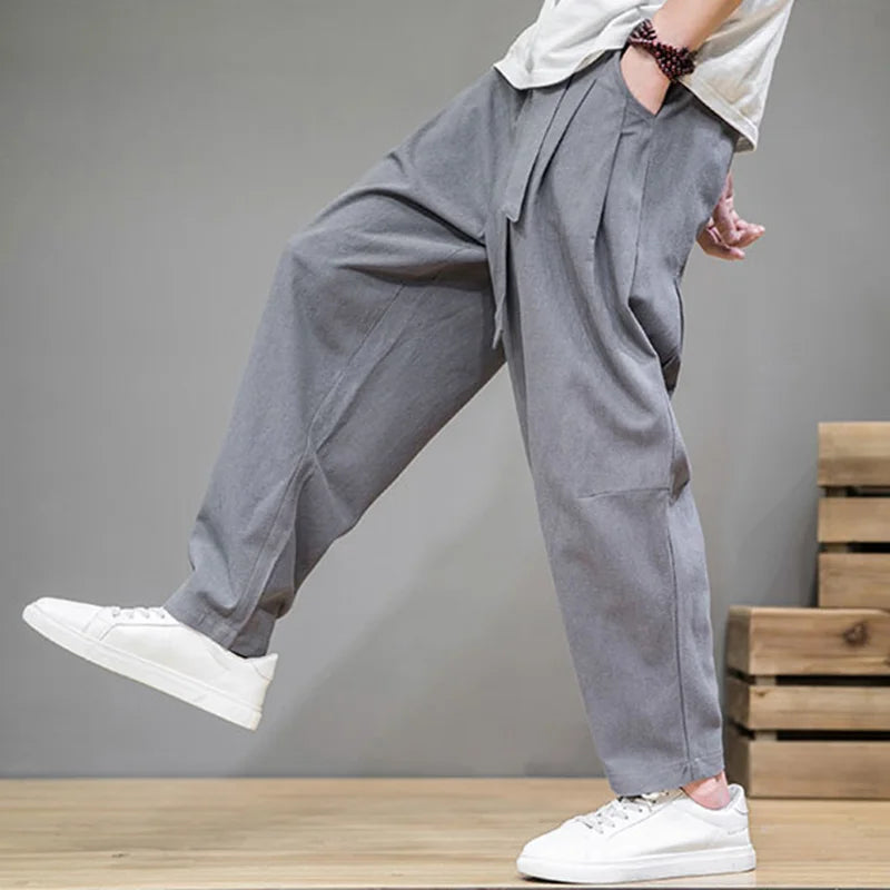 Men's Cotton-Linen Joggers - Comfortable & Stylish-The Yellow Prime