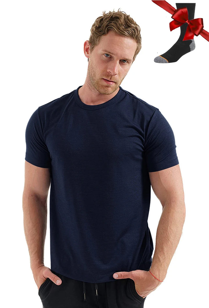 Men's Superfine Merino Wool Base Layer T-Shirt and Socks Set-The Yellow Prime