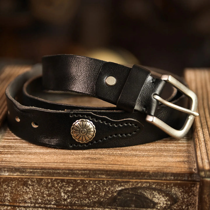 Men's Hand-Stitched Cowskin Western Leather Belt