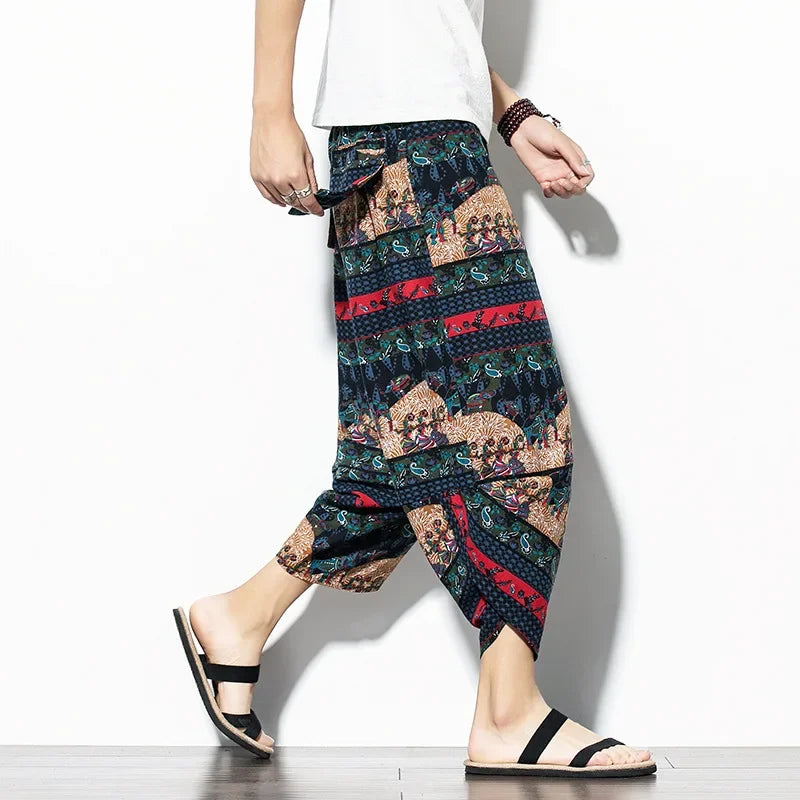 Men's Indigo Cropped Trousers-The Yellow Prime