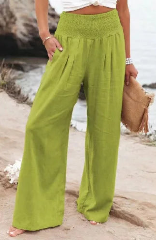 Women's casual drawstring wide-leg pants for spring and summer-The Yellow Prime