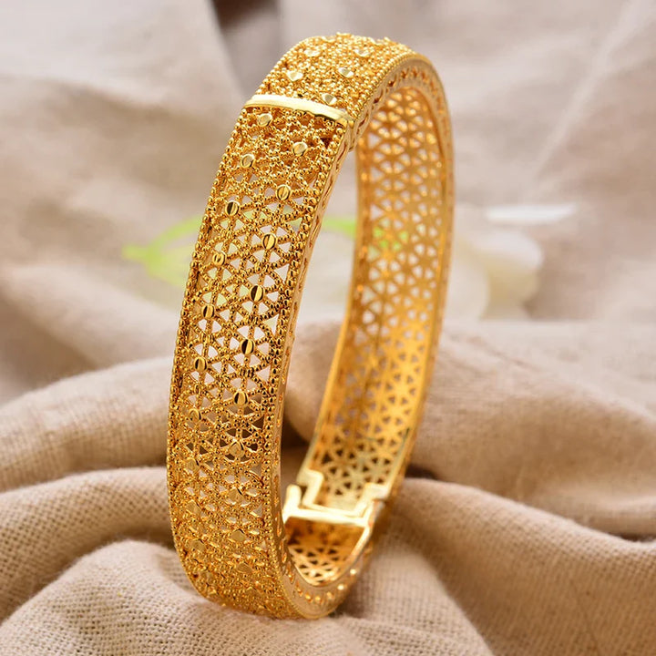 Women's Gold Plated Bangles Arabic Wedding Bracelet-The Yellow Prime