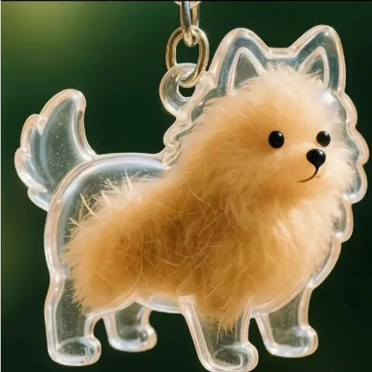 Women's Dog Hair Keepsake Keychain Clear Resin Pendant Charm-The Yellow Prime
