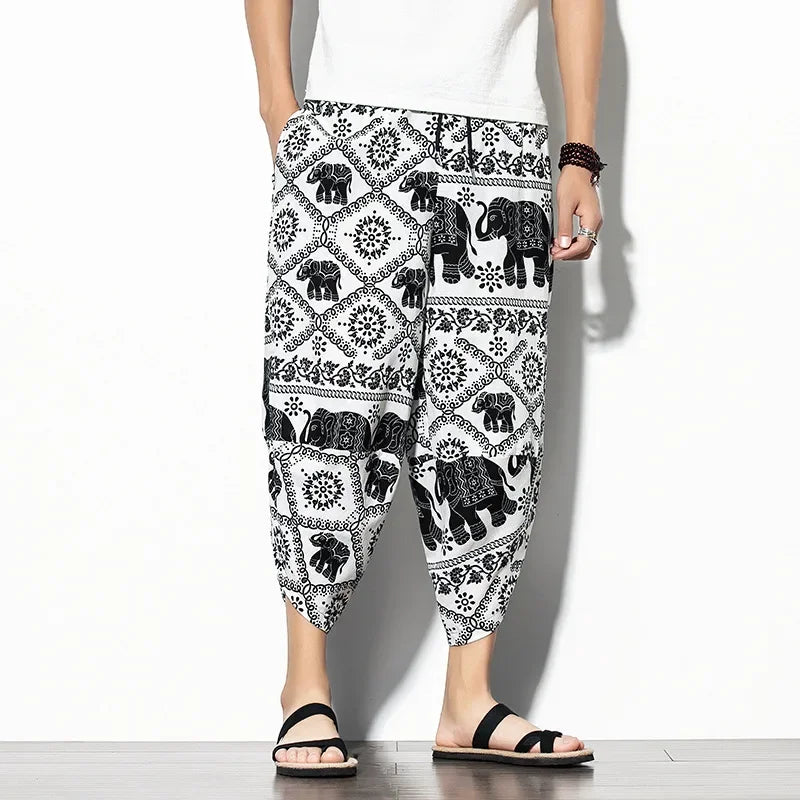 Men's Indigo Cropped Trousers-The Yellow Prime
