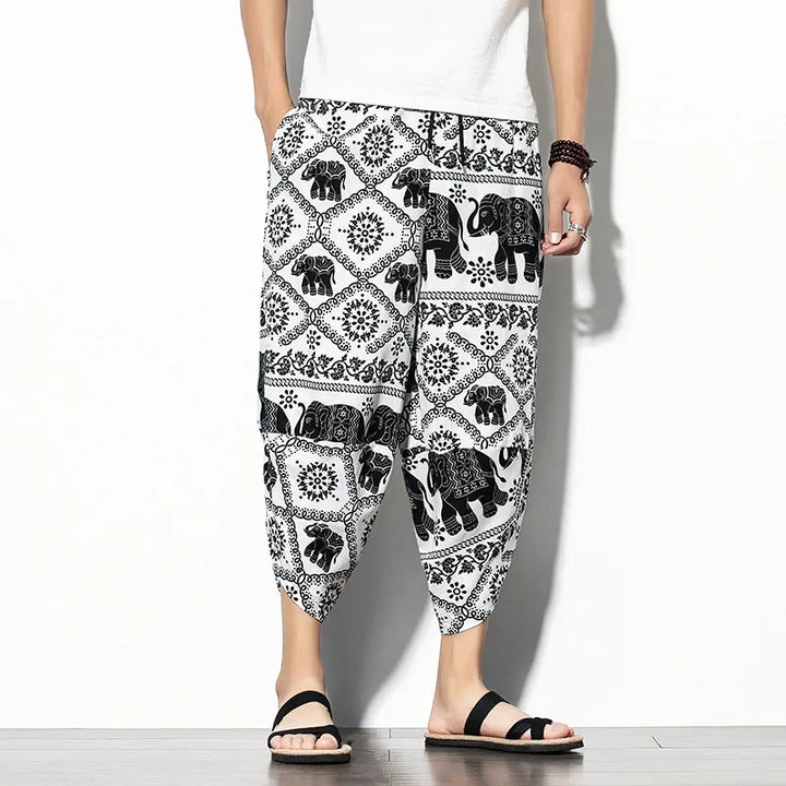 Men's Indigo Cropped Trousers-The Yellow Prime