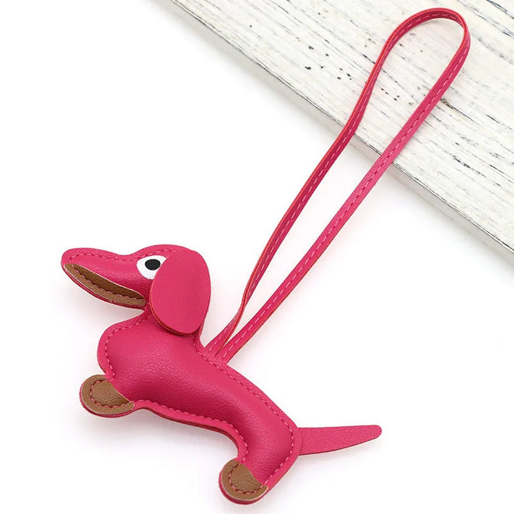 Women's Dachshund Leather Bag Charm Keychain Gift-The Yellow Prime