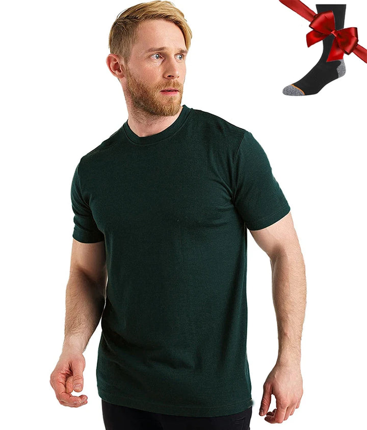 Men's Superfine Merino Wool Base Layer T-Shirt and Socks Set-The Yellow Prime