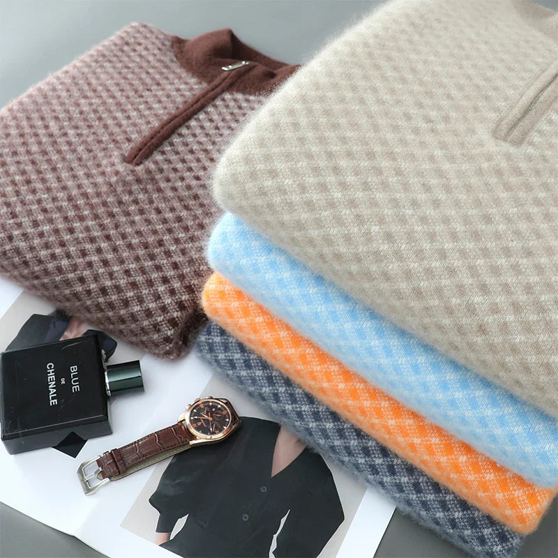 Men's Merino Wool Quarter-Zip Cardigan-The Yellow Prime