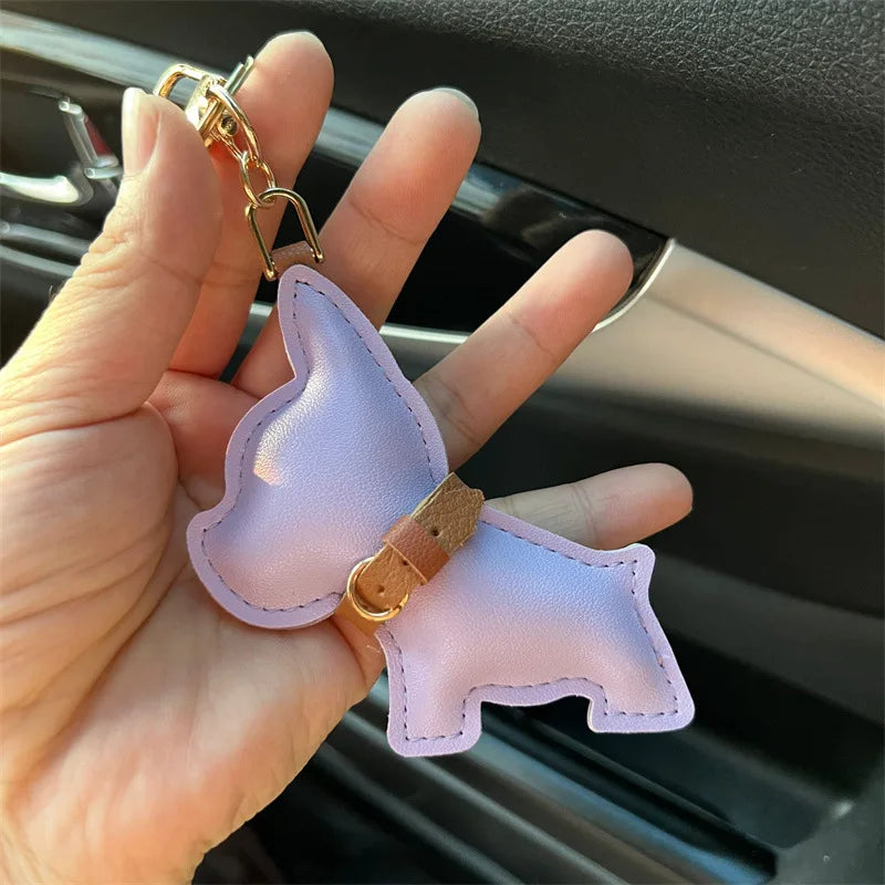 Women's Leather Dog Keychain Car Charm Hanging Accessory-The Yellow Prime
